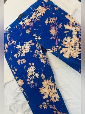MaxMara Blue Floral Straight-Leg Pants